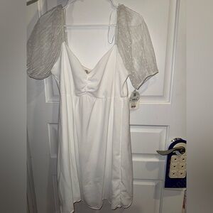 White Dress with Sheer Sleeves by Altar'd State